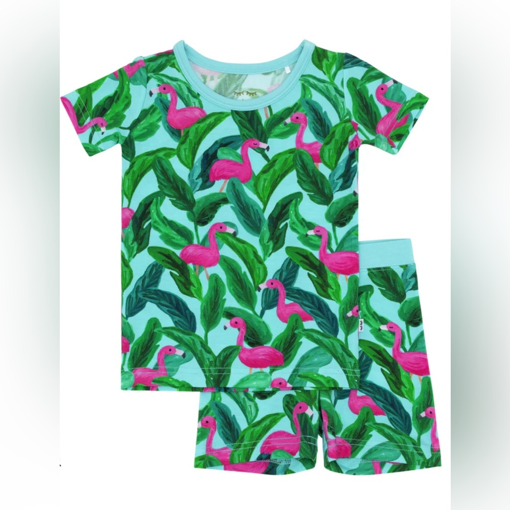 Little Sleepies flamingo two piece short sleeve and shorts 3T, NIB